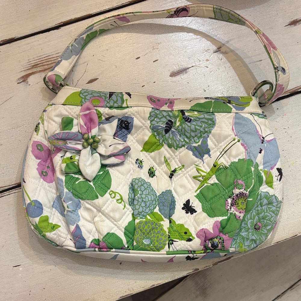 Vera Bradley Green and Pink Floral Clutch